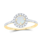 10K Yellow Gold Diamond Opal Gemstone Ring 1/5 Cttw - Splendid Jewellery