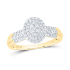 10K Yellow Gold Diamond Oval Double Halo Bridal Ring 1/3 Cttw - Splendid Jewellery