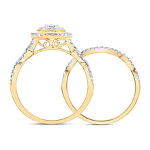 Load image into Gallery viewer, 10K Yellow Gold Diamond Oval Double Halo Bridal Set 1/2 Cttw - Splendid Jewellery