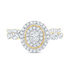 10K Yellow Gold Diamond Oval Double Halo Bridal Set 1/2 Cttw - Splendid Jewellery