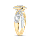 10K Yellow Gold Diamond Oval Double Halo Bridal Set 1/2 Cttw - Splendid Jewellery