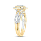 10K Yellow Gold Diamond Oval Double Halo Bridal Set 1/2 Cttw - Splendid Jewellery