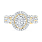 10K Yellow Gold Diamond Oval Double Halo Bridal Set 1/2 Cttw - Splendid Jewellery