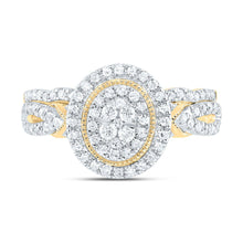 Load image into Gallery viewer, 10K Yellow Gold Diamond Oval Double Halo Bridal Set 1/2 Cttw - Splendid Jewellery