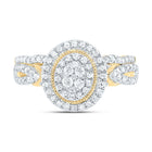 10K Yellow Gold Diamond Oval Double Halo Bridal Set 1/2 Cttw - Splendid Jewellery