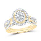 10K Yellow Gold Diamond Oval Double Halo Bridal Set 1/2 Cttw - Splendid Jewellery