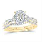 10K Yellow Gold Diamond Oval Double Halo Bridal Set 3/8 Cttw - Splendid Jewellery