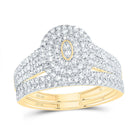 10K Yellow Gold Diamond Oval Double Halo Bridal Set 5/8 Cttw - Splendid Jewellery