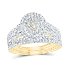 Load image into Gallery viewer, 10K Yellow Gold Diamond Oval Double Halo Bridal Set 5/8 Cttw - Splendid Jewellery