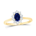 10K Yellow Gold Diamond Oval Gemstone Ring 1/4 Cttw - Splendid Jewellery