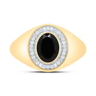 10K Yellow Gold Diamond Oval Onyx Black Men's Ring 1/6 Cttw - Splendid Jewellery