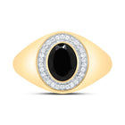 10K Yellow Gold Diamond Oval Onyx Black Men's Ring 1/6 Cttw - Splendid Jewellery