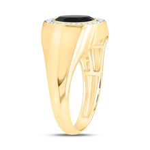 Load image into Gallery viewer, 10K Yellow Gold Diamond Oval Onyx Black Men's Ring 1/6 Cttw - Splendid Jewellery