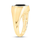 10K Yellow Gold Diamond Oval Onyx Black Men's Ring 1/6 Cttw - Splendid Jewellery