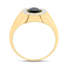 Load image into Gallery viewer, 10K Yellow Gold Diamond Oval Onyx Black Men's Ring 1/6 Cttw - Splendid Jewellery