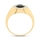 10K Yellow Gold Diamond Oval Onyx Black Men's Ring 1/6 Cttw - Splendid Jewellery
