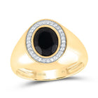10K Yellow Gold Diamond Oval Onyx Black Men's Ring 1/6 Cttw - Splendid Jewellery