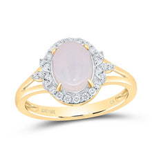 Load image into Gallery viewer, 10K Yellow Gold Diamond Oval Opal Gemstone Ring 1/5 Cttw - Splendid Jewellery