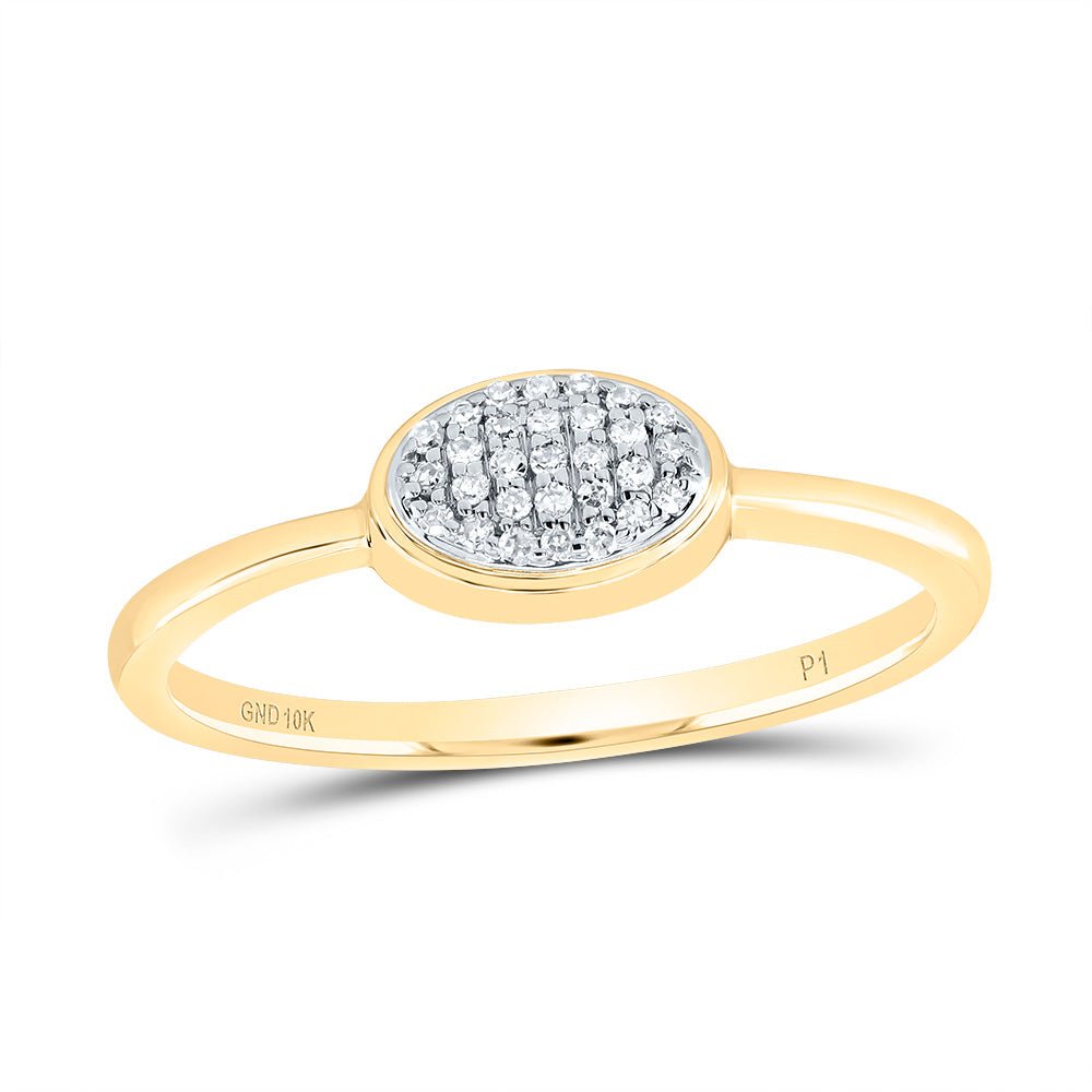 10K Yellow Gold Diamond Oval Ring 1/12 Cttw - Splendid Jewellery