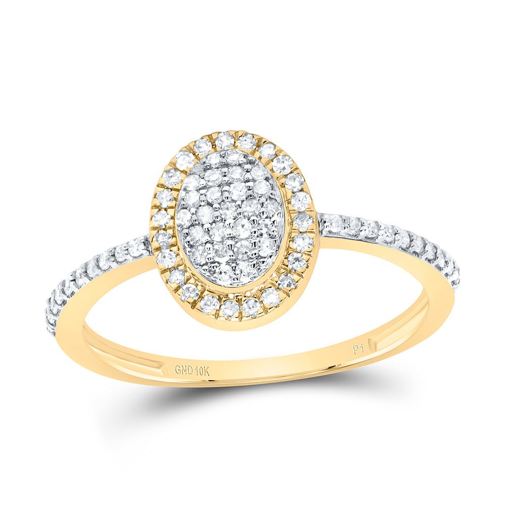 10K Yellow Gold Diamond Oval Ring 1/4 Cttw - Splendid Jewellery