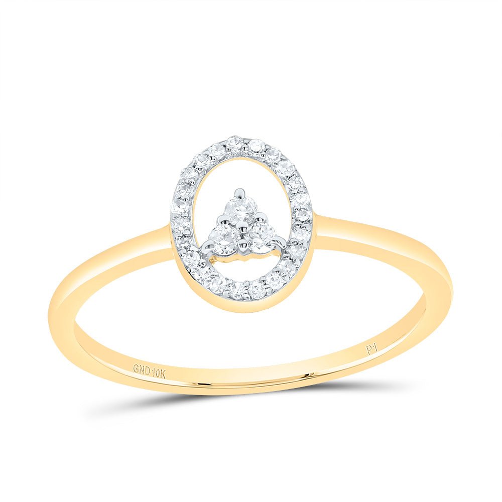 10K Yellow Gold Diamond Oval Ring 1/8 Cttw - Splendid Jewellery