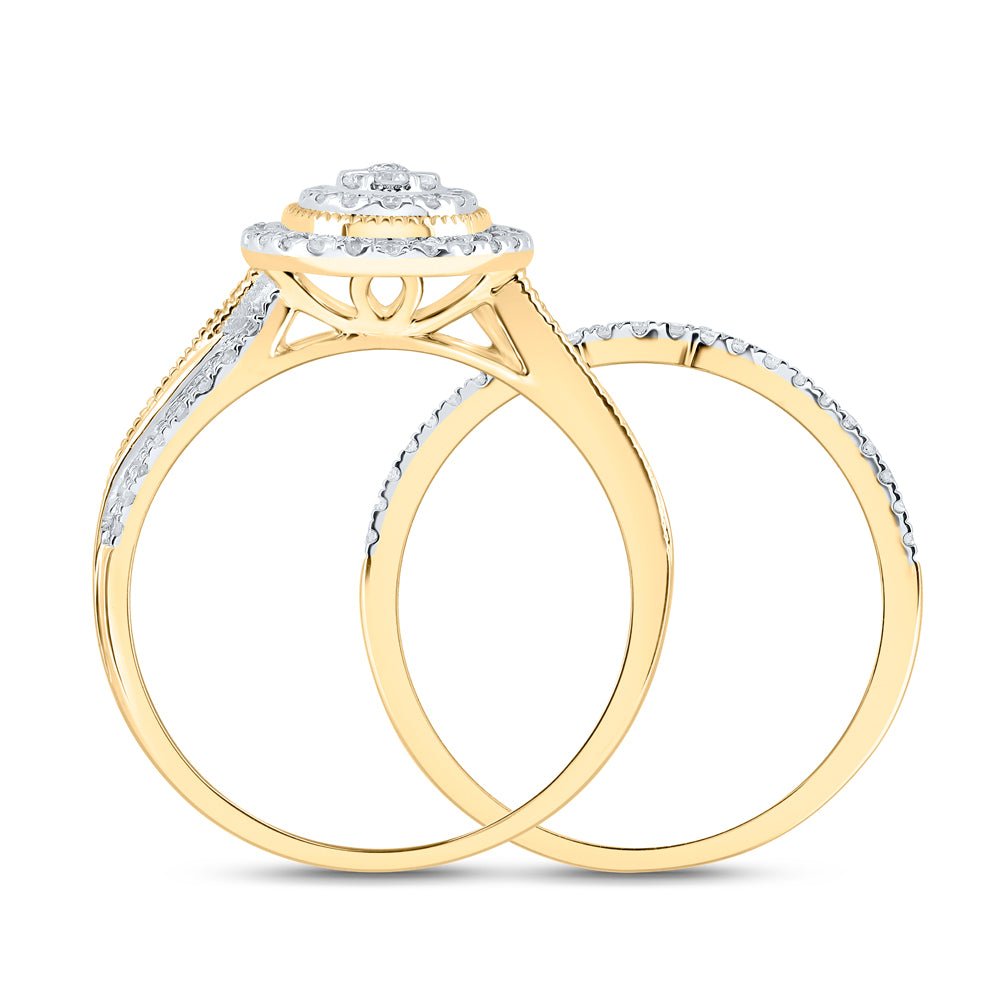 10K Yellow Gold Diamond Oval Single Halo Bridal Set 1/2 Cttw - Splendid Jewellery