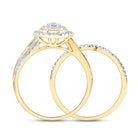 10K Yellow Gold Diamond Oval Single Halo Bridal Set 1/2 Cttw - Splendid Jewellery
