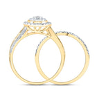 10K Yellow Gold Diamond Oval Single Halo Bridal Set 1/2 Cttw - Splendid Jewellery