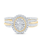 10K Yellow Gold Diamond Oval Single Halo Bridal Set 1/2 Cttw - Splendid Jewellery