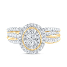 Load image into Gallery viewer, 10K Yellow Gold Diamond Oval Single Halo Bridal Set 1/2 Cttw - Splendid Jewellery