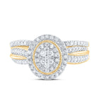 10K Yellow Gold Diamond Oval Single Halo Bridal Set 1/2 Cttw - Splendid Jewellery