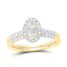 Load image into Gallery viewer, 10K Yellow Gold Diamond Oval Single Halo Bridal Set 1/2 Cttw - Splendid Jewellery