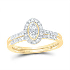 10K Yellow Gold Diamond Oval Single Halo Bridal Set 1/2 Cttw - Splendid Jewellery