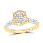 10K Yellow Gold Diamond Oval Single Halo Bridal Set 3/8 Cttw - Splendid Jewellery
