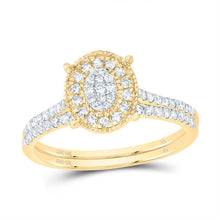 Load image into Gallery viewer, 10K Yellow Gold Diamond Oval Single Halo Bridal Set 3/8 Cttw - Splendid Jewellery