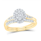 10K Yellow Gold Diamond Oval Single Halo Bridal Set 3/8 Cttw - Splendid Jewellery