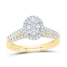 10K Yellow Gold Diamond Oval Single Halo Bridal Set 3/8 Cttw - Splendid Jewellery