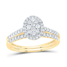 Load image into Gallery viewer, 10K Yellow Gold Diamond Oval Single Halo Bridal Set 3/8 Cttw - Splendid Jewellery