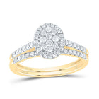 10K Yellow Gold Diamond Oval Single Halo Bridal Set 3/8 Cttw - Splendid Jewellery