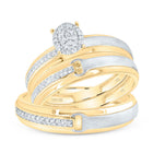 10K Yellow Gold Diamond Oval Trio Ring Set 1/4 Cttw - Splendid Jewellery