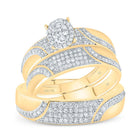 10K Yellow Gold Diamond Oval Trio Ring Set 3/4 Cttw - Splendid Jewellery