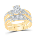 10K Yellow Gold Diamond Oval Trio Ring Set 3/4 Cttw - Splendid Jewellery
