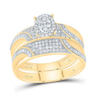 10K Yellow Gold Diamond Oval Trio Ring Set 3/4 Cttw - Splendid Jewellery