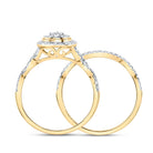 10K Yellow Gold Diamond Pear Double Halo Bridal Set 1/2 Cttw - Splendid Jewellery