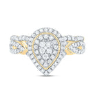 10K Yellow Gold Diamond Pear Double Halo Bridal Set 1/2 Cttw - Splendid Jewellery