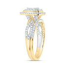 10K Yellow Gold Diamond Pear Double Halo Bridal Set 1/2 Cttw - Splendid Jewellery