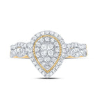 10K Yellow Gold Diamond Pear Double Halo Bridal Set 1/2 Cttw - Splendid Jewellery