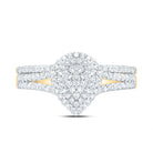 10K Yellow Gold Diamond Pear Double Halo Bridal Set 3/8 Cttw - Splendid Jewellery