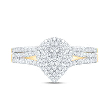 Load image into Gallery viewer, 10K Yellow Gold Diamond Pear Double Halo Bridal Set 3/8 Cttw - Splendid Jewellery
