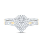 10K Yellow Gold Diamond Pear Double Halo Bridal Set 3/8 Cttw - Splendid Jewellery